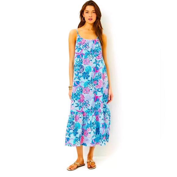 LILLY PULITZER Amerie Linen Midi Dress - Picture 2 of 13